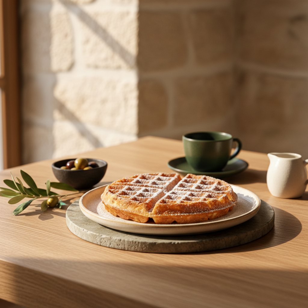 Waffel mit Puderzucker