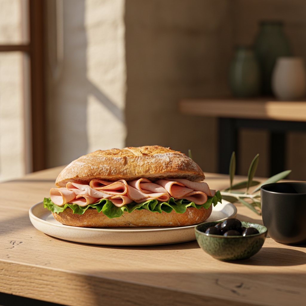 Brötchen mit Putenaufschnitt